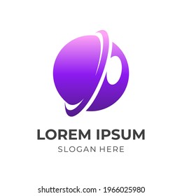 modern planet logo template with flat purple color style