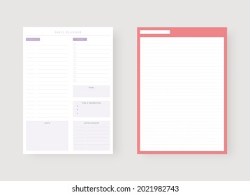 Modern planner template set. Set of planner and to do list. Daily and weekly planner template. Vector illustration.