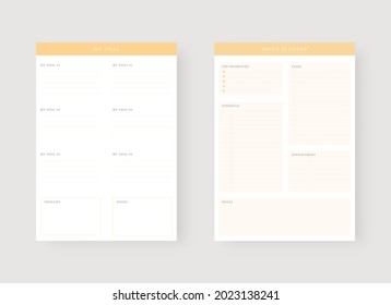 Modern planner template set. Set of planner and to do list. Daily planner template. Vector illustration.