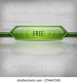 Modern plastic button FREE with sharp corners. Vector icons.