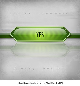 Modern plastic buttons YES with sharp corners. Vector icons.