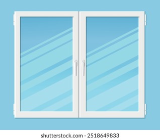 Ventana abatible doble de plástico moderno en estilo plano. Ilustración vectorial