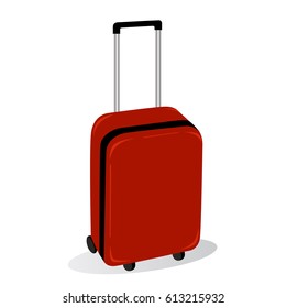 Modern plastic red suitcase isolated on a white background.Vector illustration.