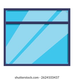 Modern plastic window frame is reflecting the sunlight in a blue sky