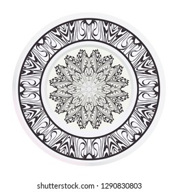 modern plate for interior design, circle medalion, colorful kitchen, vector illustration.