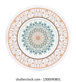 modern plate for interior design, circle medalion, colorful kitchen, vector illustration.