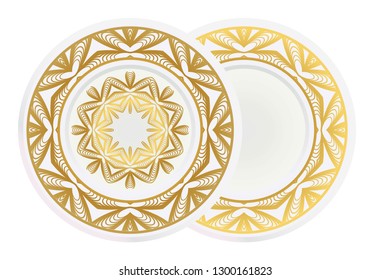 modern plate for interior design, circle medalion, colorful kitchen, vector illustration.