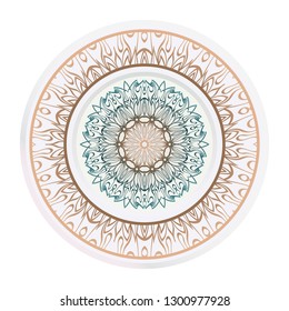 modern plate for interior design, circle medalion, colorful kitchen, vector illustration.