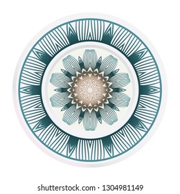 modern plate for interior design, circle medalion, colorful kitchen, vector illustration.