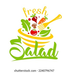 Modern plate with salad logo