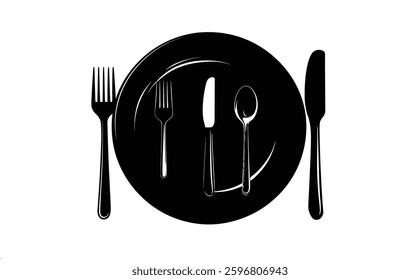Modern Plate spoon fork and knife Icon in Outline Style. Perfect for UI, Web