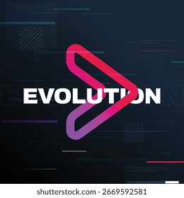 Diseño moderno del logotipo del Botón del juego con el símbolo de la flecha del degradado en fondo oscuro futurista