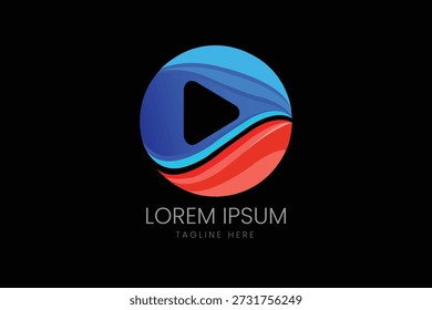 Modern Play Button Media Logo for Video Production Streaming Services Digital Marketing and Multimedia Content Creation Platforms Vector logo template