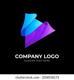 diseño de logotipo de juego moderno vector con icono 3d colorido