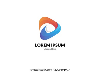 modern play media for music and video app logo design