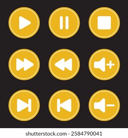 Modern Playback Buttons for Audio and Video Interfaces
