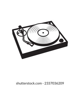 Modern Player for vinyl record. Vinyl Record player. Retro design. Vinyl record disc, turntables and record players. vector icon for web design isolated on white background