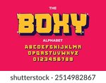 Modern playful alphabet letter and number set. funky font or typography. Vector bold font for poster, flyer, book cover, greeting card, product packaging, graphic print, etc.