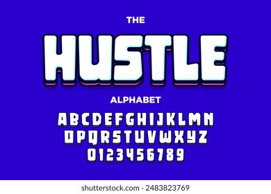 Modern playful alphabet letter and number set.  funky font or typography. Vector bold font for poster, flyer, book cover, greeting card, product packaging, graphic print, etc.