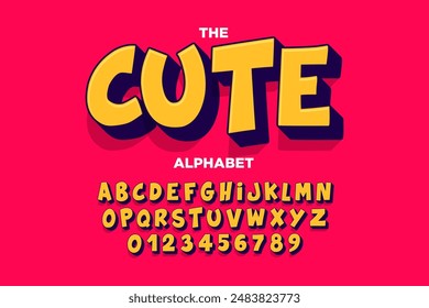 Modern playful alphabet letter and number set.  funky font or typography. Vector bold font for poster, flyer, book cover, greeting card, product packaging, graphic print, etc.