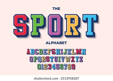 Modern playful alphabet letter and number set. funky font or typography. Vector bold font for poster, flyer, book cover, greeting card, product packaging, graphic print, etc.