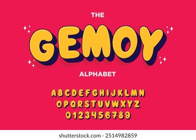 Modern playful alphabet letter and number set. funky font or typography. Vector bold font for poster, flyer, book cover, greeting card, product packaging, graphic print, etc.