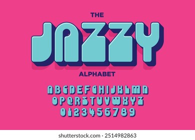 Modern playful alphabet letter and number set. funky font or typography. Vector bold font for poster, flyer, book cover, greeting card, product packaging, graphic print, etc.