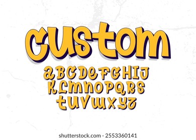 Modern playful alphabet letter and number set. funky font or typography. Vector bold font for poster, flyer, book cover, greeting card, product packaging, graphic print, etc.