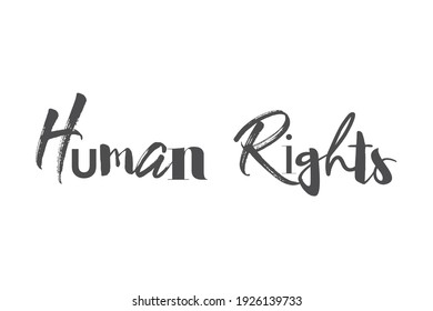 Modern, playful, bold graphic design of a saying "Human Rights" in grey color. Creative, experimental, cool and trendy typography.