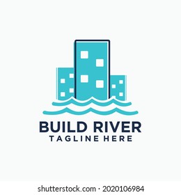 Modern and Playful Building River Logo Vector