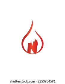 A modern playful burning fire letter N vector logo template