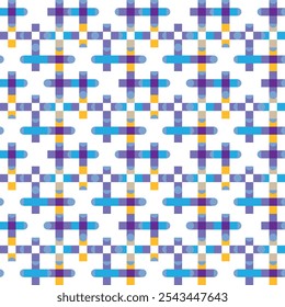 Modern playful checkered seamless vector pattern with polka dots on white background. Truchet geometric texture for wallpaper, home decor, wrapping paper, fashion fabrics and giftware. 