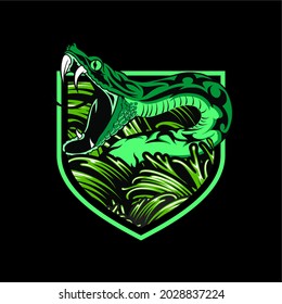 Modern, Playful, Green Colored Snake Tattoo Art, Poster T-shirt Design Vector Illustration
