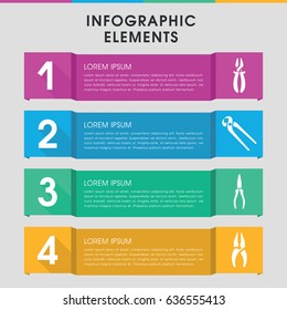 Modern plier infographic template. infographic design with plier icons includes nippers. can be used for presentation, diagram, annual report, web design.