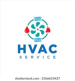 Modern plumbing, heating and cooling services company logo design graphic vector illustration 