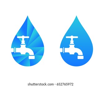 Modern Plumbing Service Logo - Geometric Water Drop Technology Symbol