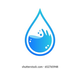 Modern Plumbing Service Logo - Hygiene Eco Water Drop Symbol