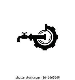 Modern plumbing service logo silhouette editable EPS vector file. Spigot icon. For business man and company, future work or job. Simple bold design. Apply to web site, mobile phone apps, wall decor