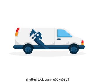 Modern Plumbing Service Logo - Water Maintenance Van Illustration