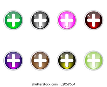 Modern plus buttons editable vector