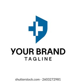Modern Plus and Shield Symbol Logo Design for Trusted Medical Services