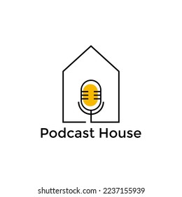 Modern podcast house logo vector design