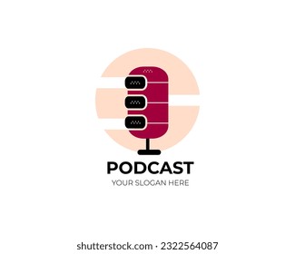 Modern podcast logo voice musical audio microphone icon concept vector illustration design