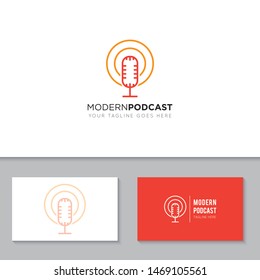 modern podcast radio logo and icon vector illustration design template