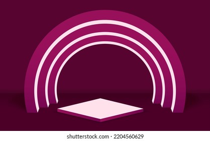 modern Podium Background. 3d purple podium for product placement with rectangle background.
