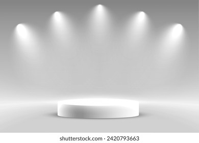 modern podium round stand with focus light effect for object display vector