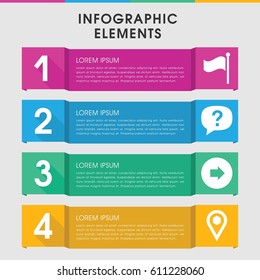 Modern point infographic template. infographic design with point icons includes arrow right, location, flag. can be used for presentation, diagram, annual report, web design. 