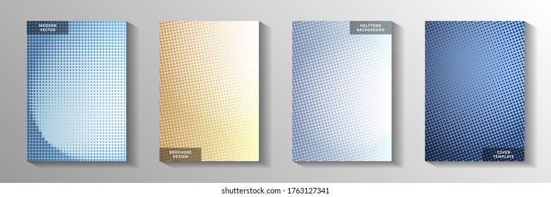 Modern Point Perforated Halftone Cover Page Templates Vector Series. Medical Journal Faded Halftone Backgrounds. Vintage Cartoon Comics Style Cover Leaflets. Overlay Spots Grid