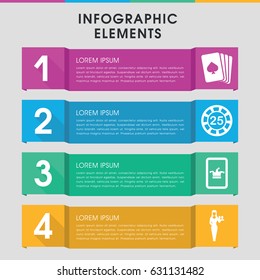 Modern poker infographic template. infographic design with poker icons includes pllaying card. can be used for presentation, diagram, annual report, web design.