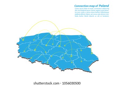 Modern of poland Map connections network design, Best Internet Concept of poland map business from concepts series, map point and line composition. Infographic map. Vector Illustration.